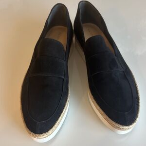 Via Spiga Black Loafers with White Sole
